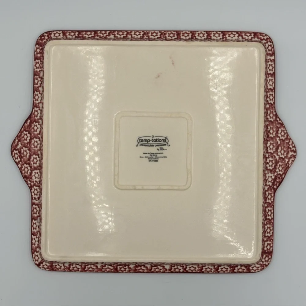 Temp-Tations OLD WORLD Cranberry Red Serving/Baking Tray Platter